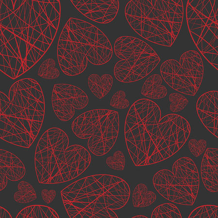 vector seamless background hearts of different sizes of threadのイラスト素材