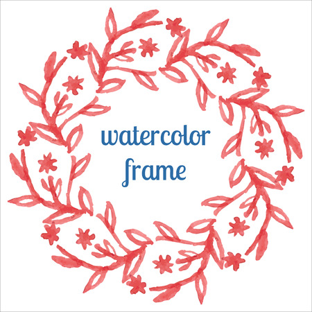 vector watercolor frame of flowers, stems and branchesのイラスト素材