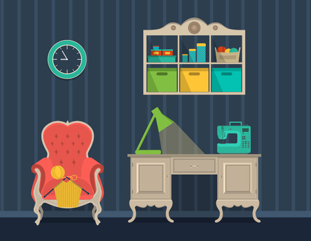 Vector interior rooms for crafts. Flat design.のイラスト素材