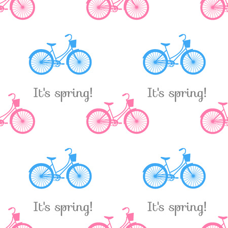 vector seamless spring pattern bikesのイラスト素材