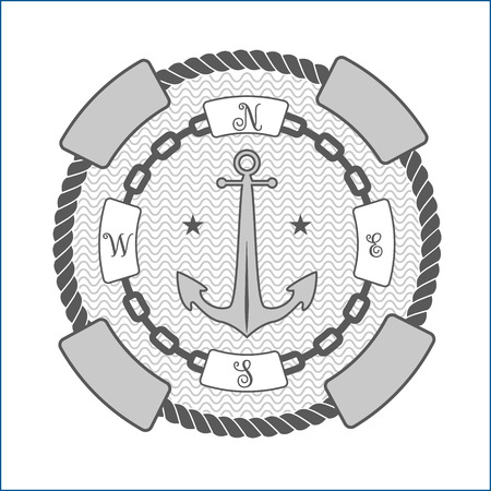 vintage nautical label, icon and design elementのイラスト素材