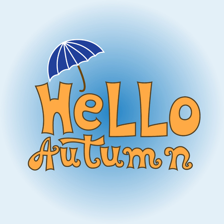 Hello Autumn typographic. Hello autumn lettering card. Vector Autumn hand Lettering.のイラスト素材