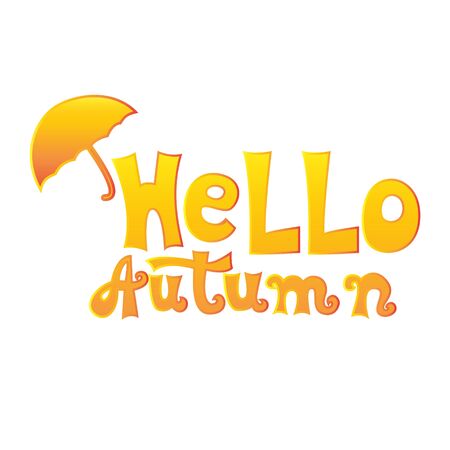 Hello Autumn typographic. Hello autumn lettering card. Vector Autumn hand Lettering.のイラスト素材