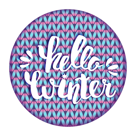 Hello winter text. Brush lettering Hello Winter. card design with custom calligraphy. Winter season cards, greetings for social media.のイラスト素材