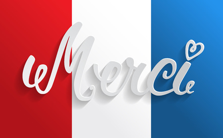 Merci hand lettering, word cut from paper. のイラスト素材