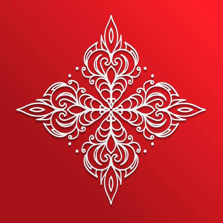 Vector ornamental floral element word cut from paper. Vintage styleのイラスト素材