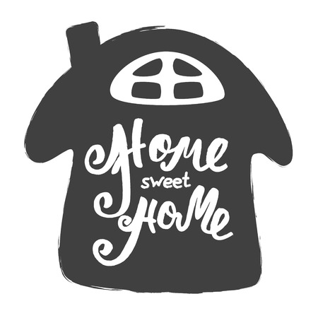 Home sweet home. Hand lettering typography poster. Calligraphic inscription, onceptual handwritten phrase.のイラスト素材