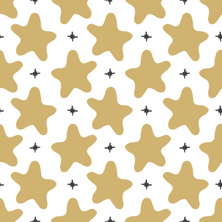 Vector seamless pattern stars in doodle style. Hand drawing.のイラスト素材
