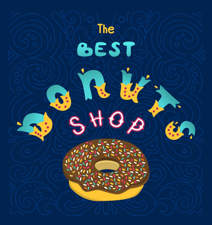 Best Donuts shop. The sign shop or decoration for the menu. Hand lettering inscription.のイラスト素材