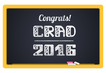 Grad 2016. High School Graduate, College Graduate. The inscription in chalk on a blackboard. Vector letteringのイラスト素材