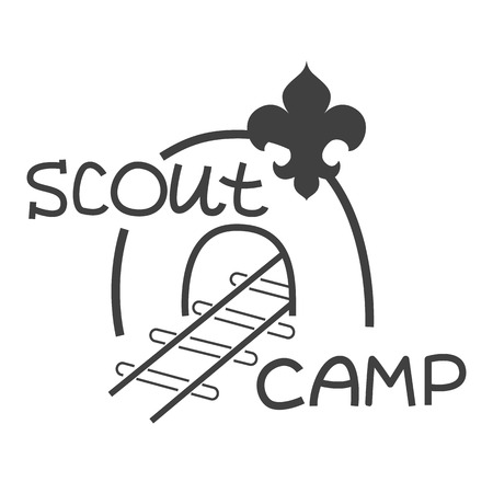 Vector emblem logo Scout camp. Monochrome illustrationのイラスト素材