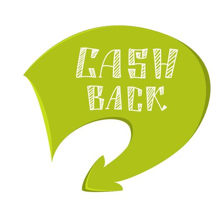 Cash back. Hand lettering on a green arrow.のイラスト素材
