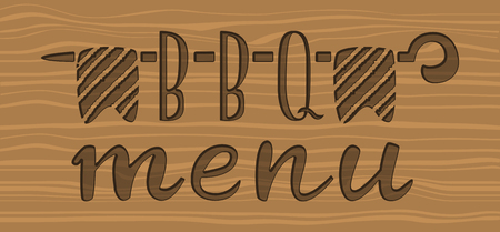 Barbecue menu label, logo and emblem vector templates isolated on white background. Steak house restaurant menu design element.のイラスト素材