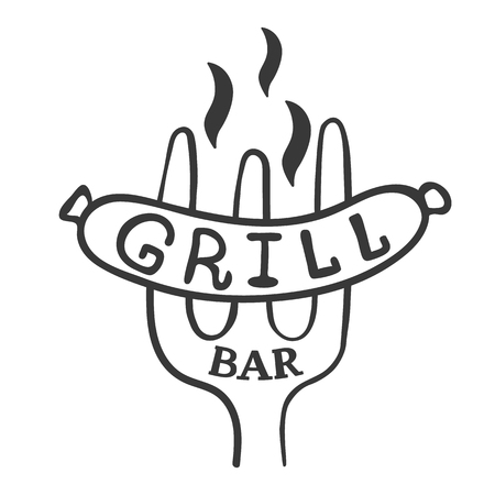 Grill bar logo. Vintage barbecue restaurant logo designのイラスト素材
