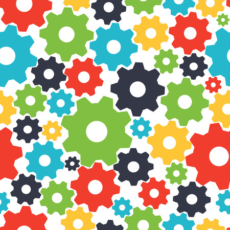 Seamless pattern colored gears of different sizesのイラスト素材