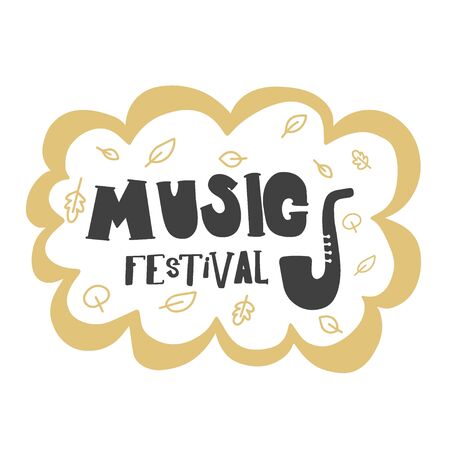 Music Festival. Hand lettering black and white composition for an advertising poster on a white background.のイラスト素材