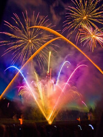 Fireworks display with multiple burstsの写真素材