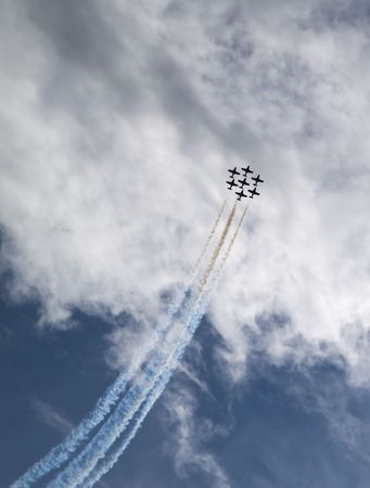  Canadian Snowbirds fighter planes flying in formation