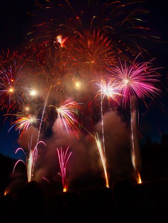 Fireworks display with multiple bursts   