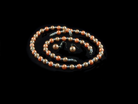 Set of pearls on a black backgroundの写真素材