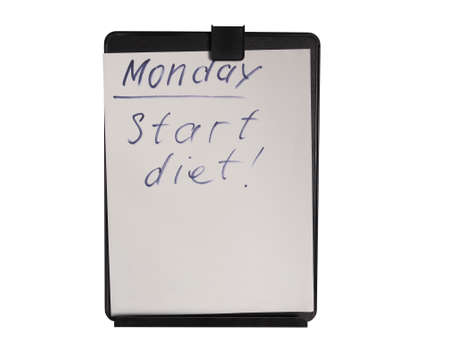 Handwritten nore reminding to start dieting on Mondayの写真素材