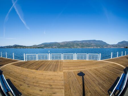 Promenade along the Okanagan Lake waterfront in Kelowna, BCの写真素材