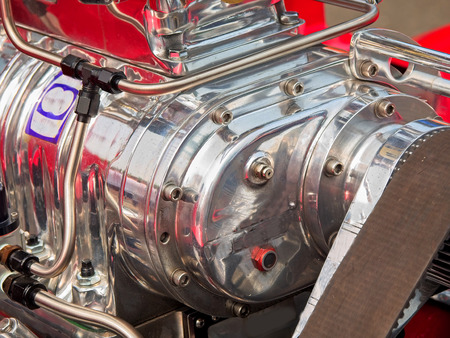 Detail of a classic vintage car engine, selective focusの写真素材
