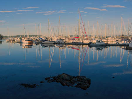 Spectacular view of marina with yachts in Sidney BCのeditorial素材