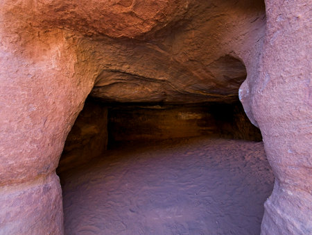 Street of Facades in ancient city Petra, Jordan, one of seven Wonders of the Worldの写真素材