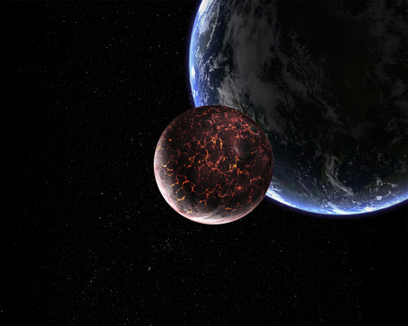 Rising moons in space