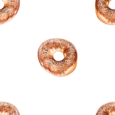 Watercolor illustration of a donot seamless patternの写真素材