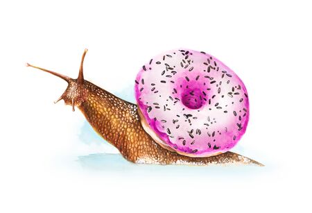 Water color snail with a donut shellの写真素材