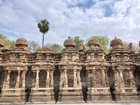 Kanchi Kailasanathar temple in Kancheepuram. It is one of the oldest structure built by Narasimhavarman-II during 700AD in Pallava architecture style.のeditorial素材