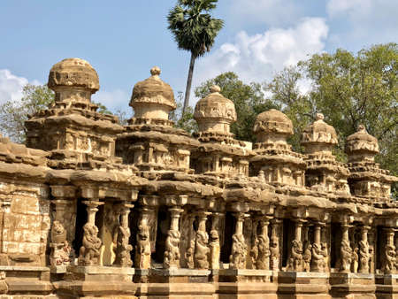 Kanchi Kailasanathar temple in Kancheepuram. It is one of the oldest structure built by Narasimhavarman-II during 700AD in Pallava architecture style.のeditorial素材