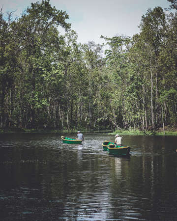 boats on the lakeの写真素材