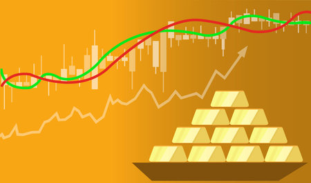 gold price rising vector illustrationのイラスト素材
