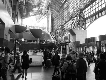 Kyoto,Japan - August 06, 2019: Kyoto Station is a railway station
black & whiteのeditorial素材