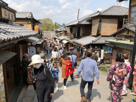 Kyoto, Japan - May10, 2018: Ninenzaka and Sannenzaka ancient street viewのeditorial素材