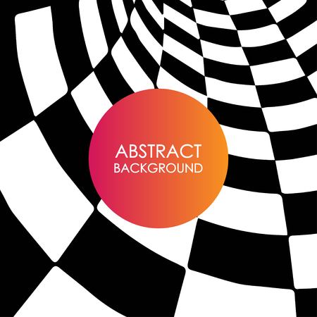 Spiral checkered abstract black and white vector backgroundのイラスト素材