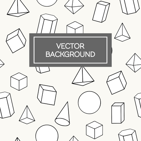 3D basic geometric shapes seamless pattern vector backgroundのイラスト素材