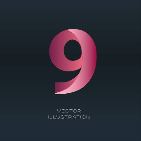 Number nine icon logo vector gradient font designのイラスト素材