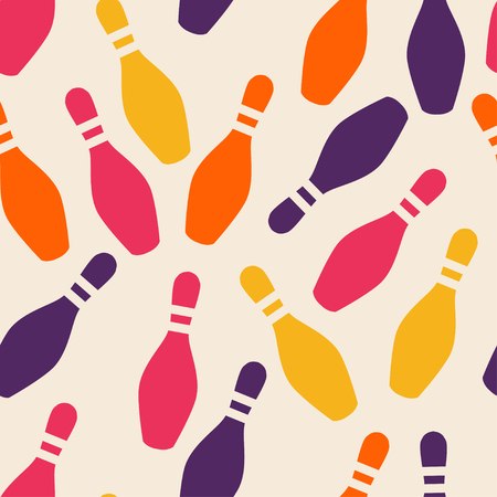 Bowling game colorful silhouette seamless pattern illustration backgroundのイラスト素材
