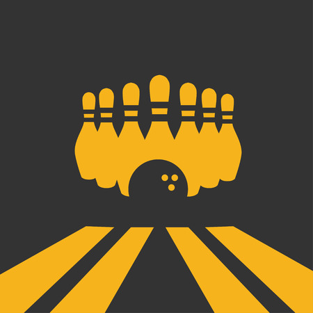 Bowling game strike silhouette flat design illustrationのイラスト素材