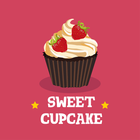 Sweet cupcake dessert isolated illustration with berryのイラスト素材