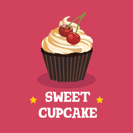 Sweet cupcake dessert isolated illustration with berryのイラスト素材