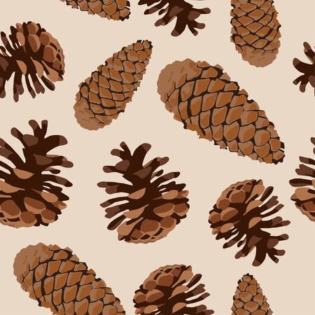 Pine cone illustration seamless pattern nature backgroundのイラスト素材