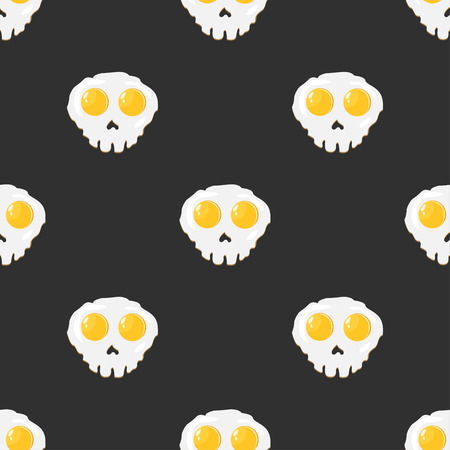 Fried eggs skull shape food pattern backgroundのイラスト素材