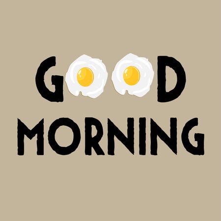 Good morning background with eggs and typography designのイラスト素材