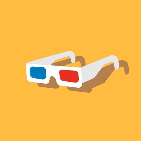 Cinema 3D glasses vector isolated illustration on yellow backgroundのイラスト素材