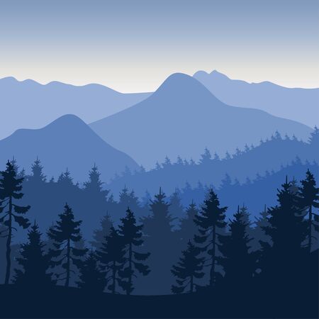 Nature landscape background travel flat design mountain forestのイラスト素材